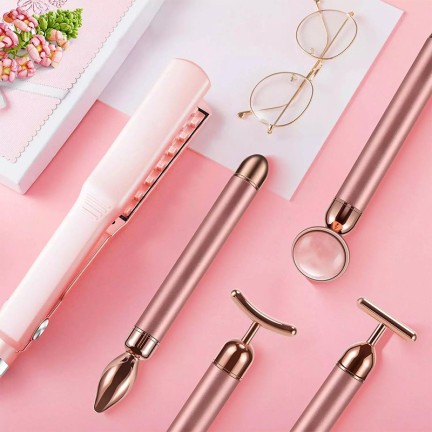 Rose Quartz and Gold Energy Eye Massager
