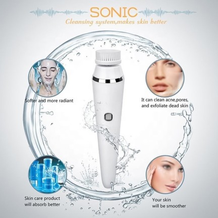 Portable 4-in-1 silicone electric facial cleansing brush