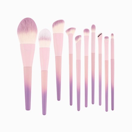 Colorful 10-piece eye and face makeup brush set